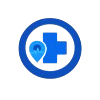 Medical cross pin icon representing healthcare clinic local business SEO service
