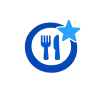 Fork knife star icon for hotel and restaurant local business SEO service